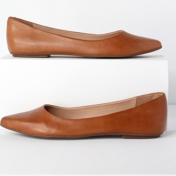 Holly Leather Cognac Pointed Toe Flats - Picture 5 of 8